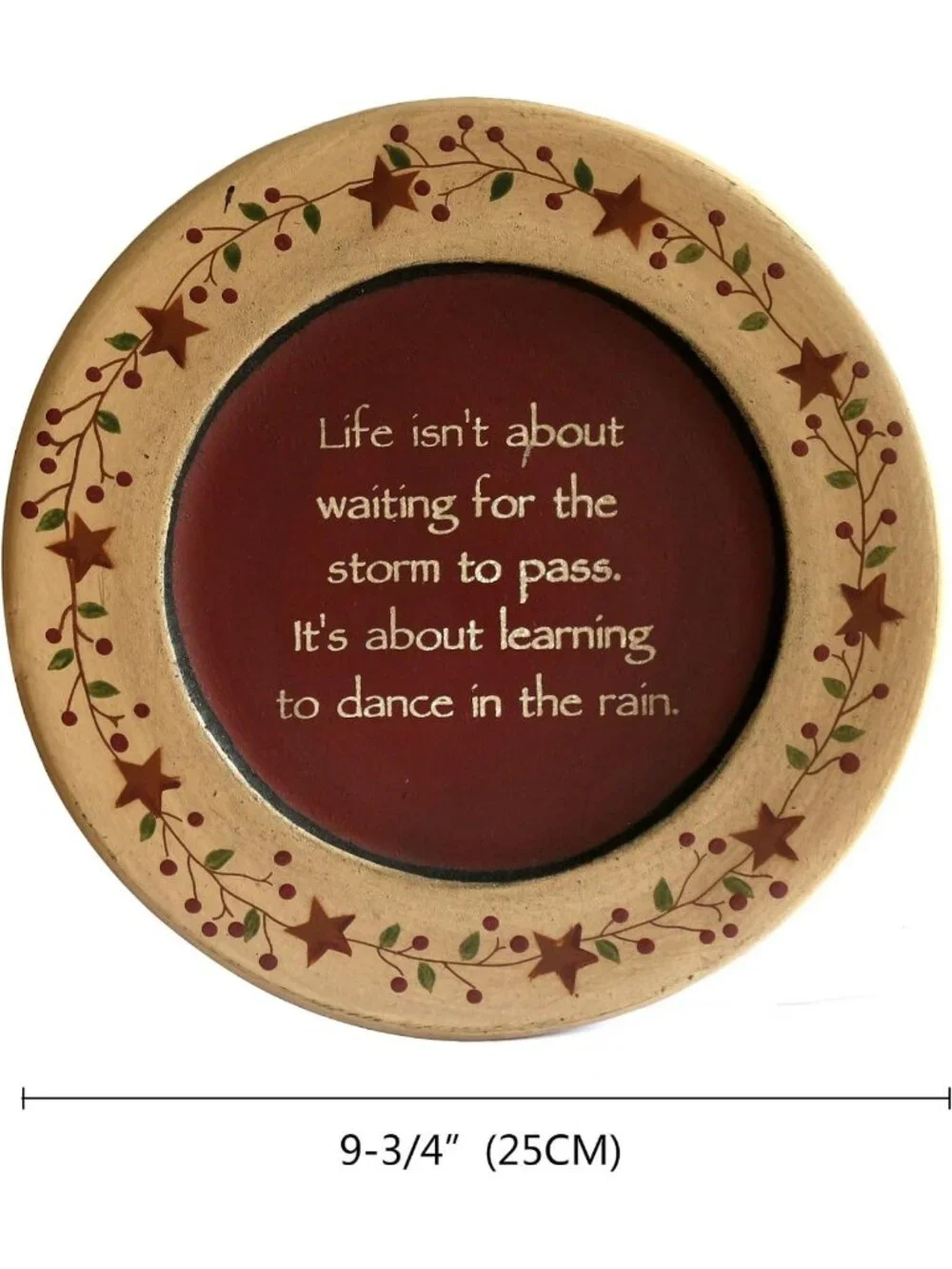 Vintage Decorative Wooden Plate - Dance in the Rain Art, Home Décor, 9.75